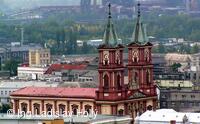 Nová radnice - pohled z vyhlídkové věže, Katedrála Božského Spasitele, Ostrava